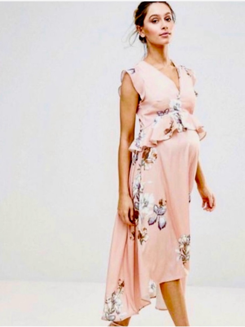Hope & Ivy Maternity Floral High-Low Dress – Size US 6